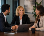 Business consultation with commercial clients in a modern office